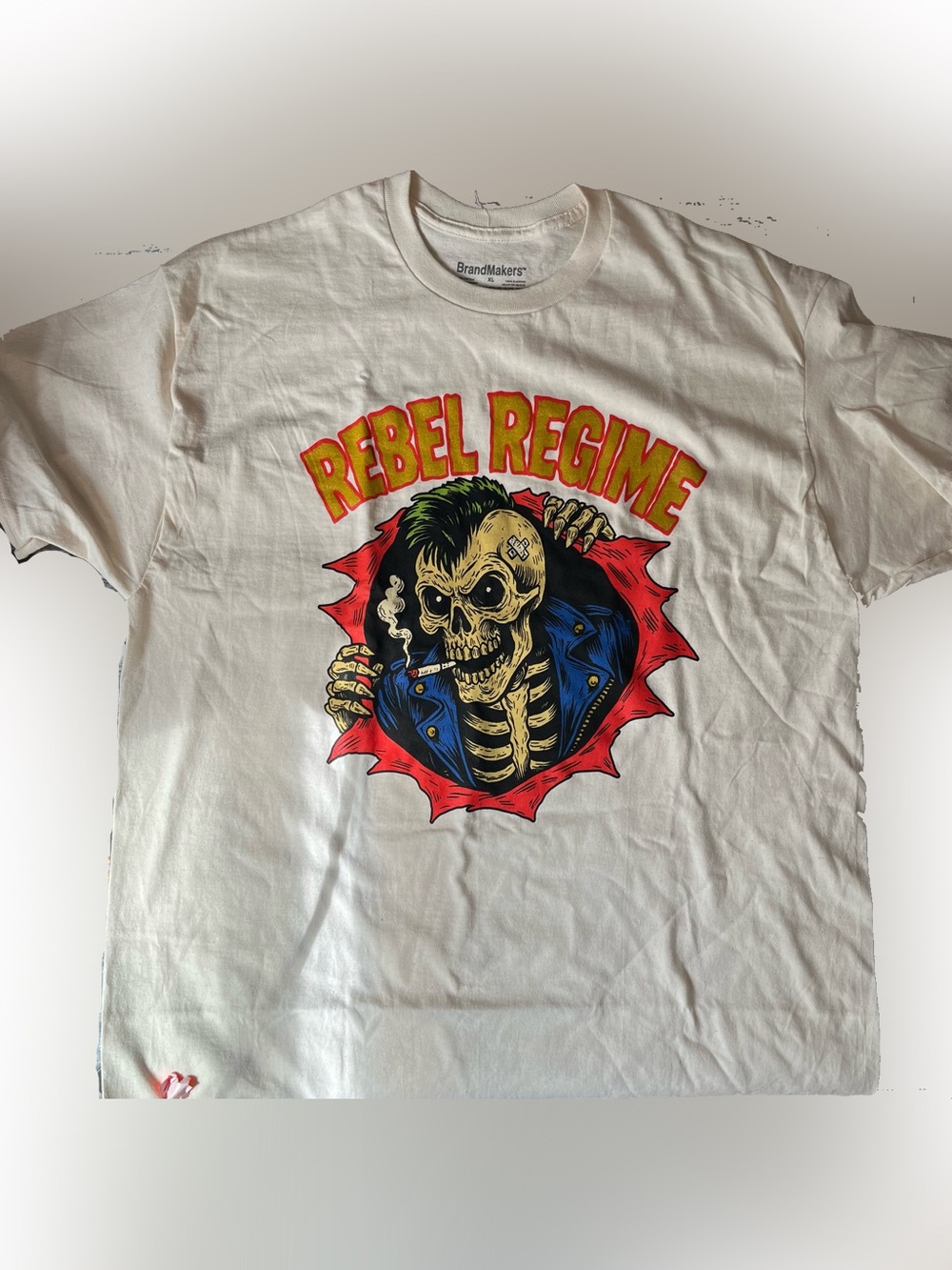 Rebel Regime Skull Graphic Tee - White